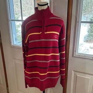 Paul & Shark Men's Striped Quarter Zip-Neck Sweater
